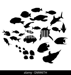 Silhouettes collection poisson Illustration de Vecteur