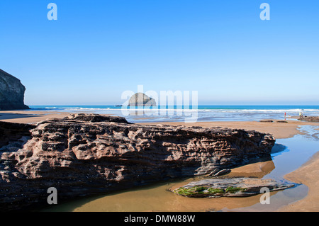 La plage au nord de Trebarwith Cornwall, UK Banque D'Images