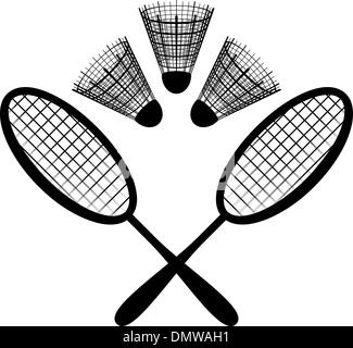 L'équipement pour le badminton, silhouette Illustration de Vecteur