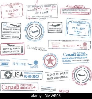 Timbres de passeport Illustration de Vecteur