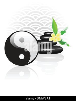 Arrière-plan de Feng Shui avec le symbole Yin Yang Illustration de Vecteur