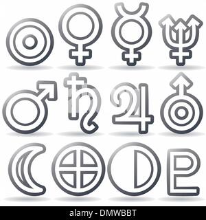 Zodiaque et symboles de l'astrologie les planètes Illustration de Vecteur