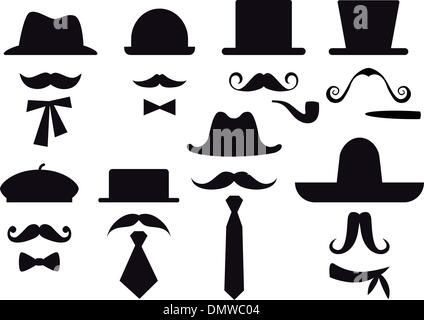 Moustache et chapeau, vector set Illustration de Vecteur