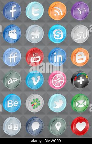 Reflet réaliste social media icons Illustration de Vecteur