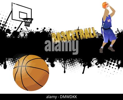 Grunge basketball poster Illustration de Vecteur