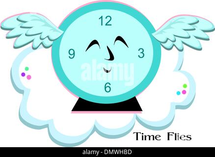 Time Flies Blue Réveil Illustration de Vecteur