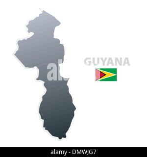 Guyana carte avec drapeau officiel Illustration de Vecteur