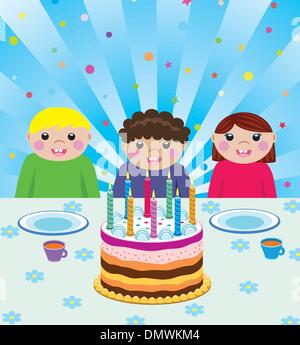 Vector happy kids at Birthday party Illustration de Vecteur