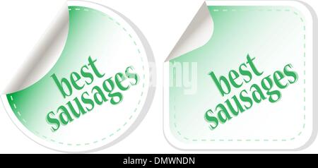 Les meilleures saucisses green food autocollants set Illustration de Vecteur