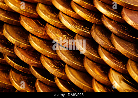 Des tas de pièces d'or texture close up Banque D'Images