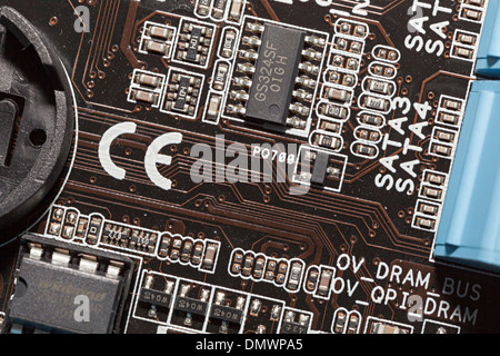 Marque CE sur carte mère. Banque D'Images