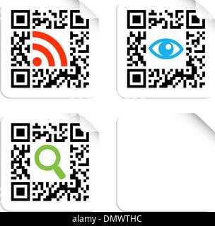 Icônes sociales set de QR code label signe Illustration de Vecteur