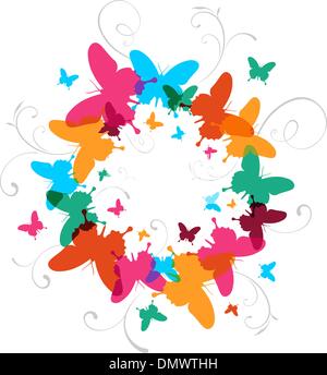 Arrière-plan de conception papillon printemps multicolores Illustration de Vecteur