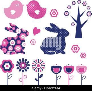 Pâques du printemps et de l'ensemble des éléments de conception ( vector ) Illustration de Vecteur