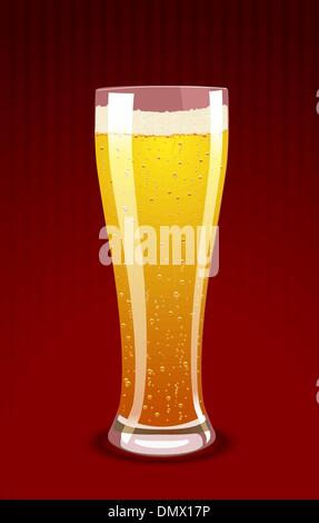 Vector illustration d'un verre de bière sur fond rouge Illustration de Vecteur