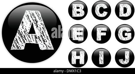 Lettres alphabet en craie boutons noir brillant Illustration de Vecteur