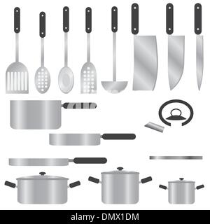 Ensemble d'ustensiles de cuisine. Illustration de Vecteur