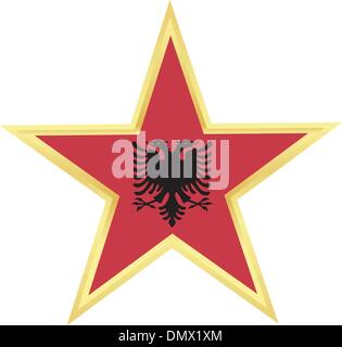 Gold Star avec un drapeau de l'Albanie Illustration de Vecteur