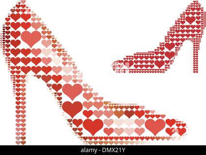 Chaussure avec motif coeur rouge, vector Illustration de Vecteur