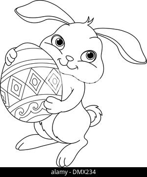 Lapin de Pâques. Coloriage Illustration de Vecteur