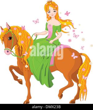 La princesse cheval d'équitation. Printemps Illustration de Vecteur