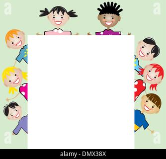 Les jeunes enfants vecteur holding blank paper Illustration de Vecteur