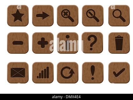 Icons set en bois Illustration de Vecteur