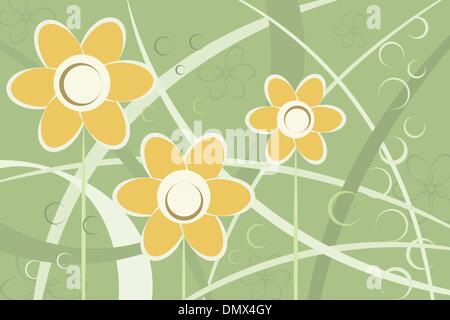 Résumé fond fleurs daisy stylisé Illustration de Vecteur