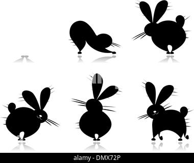 Funny rabbit's silhouettes pour votre conception Illustration de Vecteur