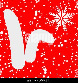 Lapin drôle sur fond de neige de Noël rouge Illustration de Vecteur