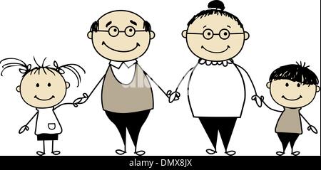 Happy Family together - grands-parents et petits-enfants Illustration de Vecteur