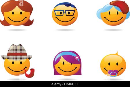 Collection de smileys cute Illustration de Vecteur