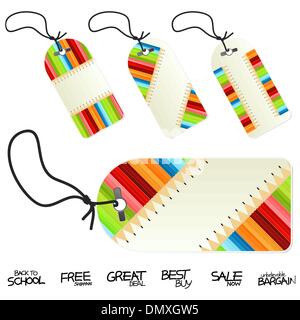 Retour à l'école éducation bureaux tags Illustration de Vecteur