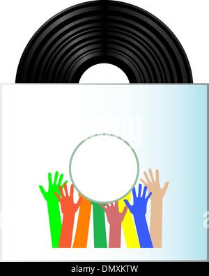 Dans la case disque vinyl record sur fond blanc Illustration de Vecteur