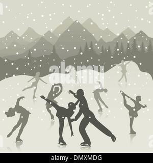 Patinoire sur le lac Illustration de Vecteur