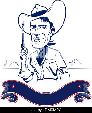 Cowboy man portrait Illustration de Vecteur