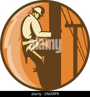 Monteur Électricien électricité utilitaire Escalade Poster Illustration de Vecteur