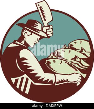 Couteau de boucher poissonnier Poissons et Illustration de Vecteur