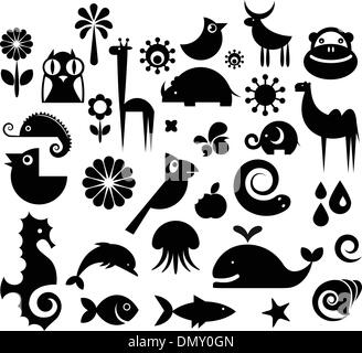 Collection d'icônes de la nature Illustration de Vecteur