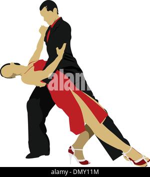 Les couples danser un tango Illustration de Vecteur