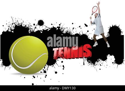 Tennis Grunge poster avec balle de tennis player,vector illustration Illustration de Vecteur