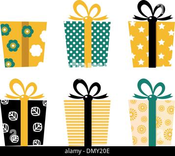 Cadeaux Retro set isolated on white Illustration de Vecteur