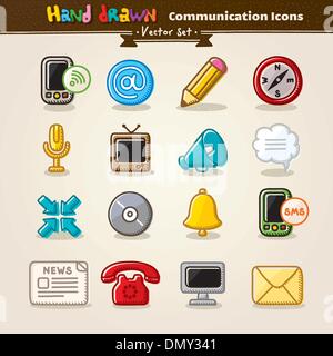 Vector Hand Draw Communication Icon Set Illustration de Vecteur