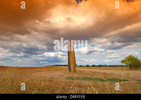 Outeiro Menhir, site mégalithique près de Monsaraz, Nathalie, district d'Evora, Alentejo, Portugal, Europe Banque D'Images