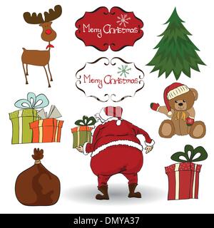 Définir les éléments de Noël isolé sur fond blanc Illustration de Vecteur