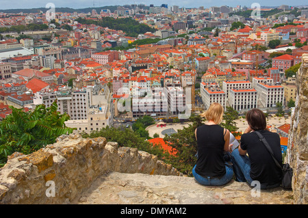 Lisbonne, vue depuis le Château Saint-Georges, le Portugal, l'Europe Banque D'Images