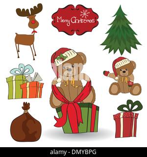 Ensemble d'éléments de décoration de Noël Illustration de Vecteur