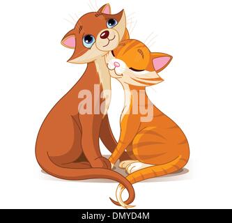Deux chats dans l'amour Illustration de Vecteur
