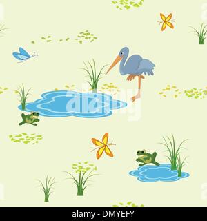 Vector seamless texture avec les animaux et les papillons Illustration de Vecteur