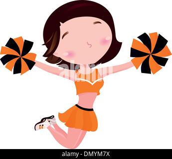 Heureux cheerleader girl isolated on white Illustration de Vecteur